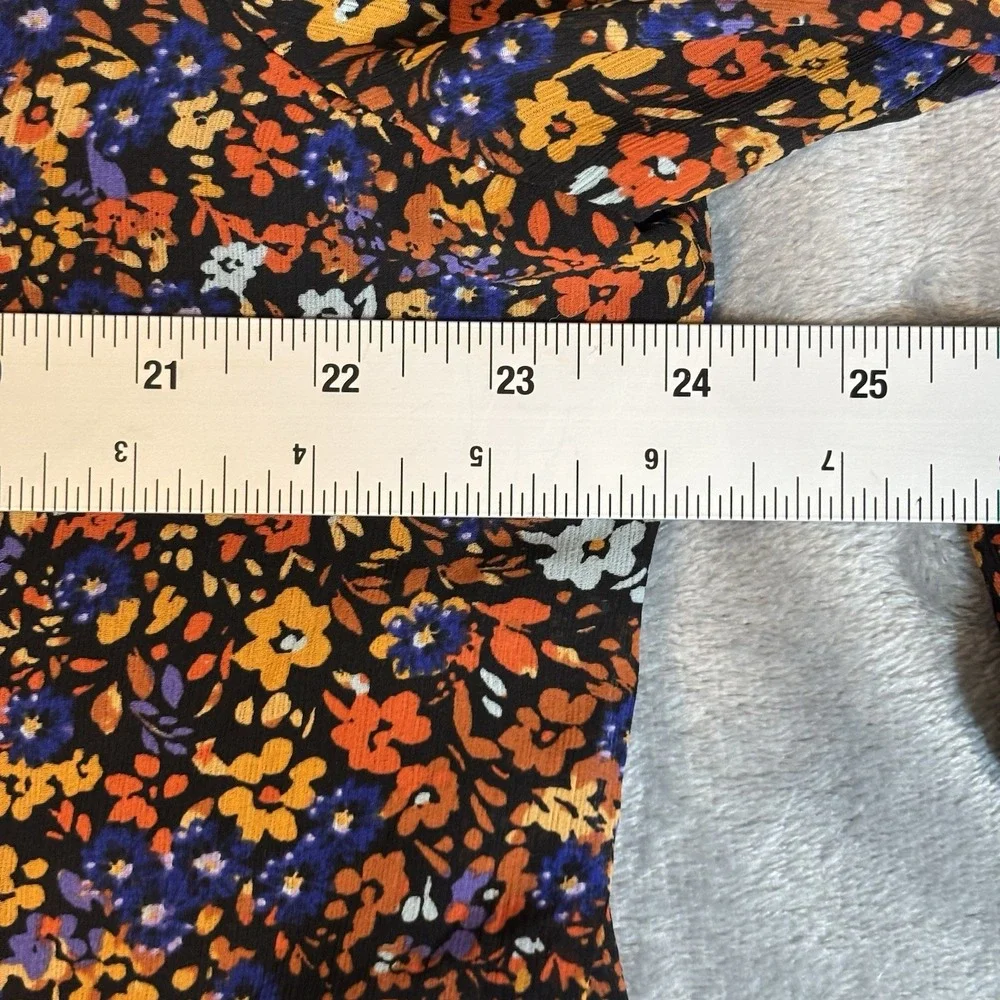 J.Crew Crinkle Peasant Top XXL Dark Floral Long Sleeve Cottagecore Romantic Boho - Picture 3 of 9